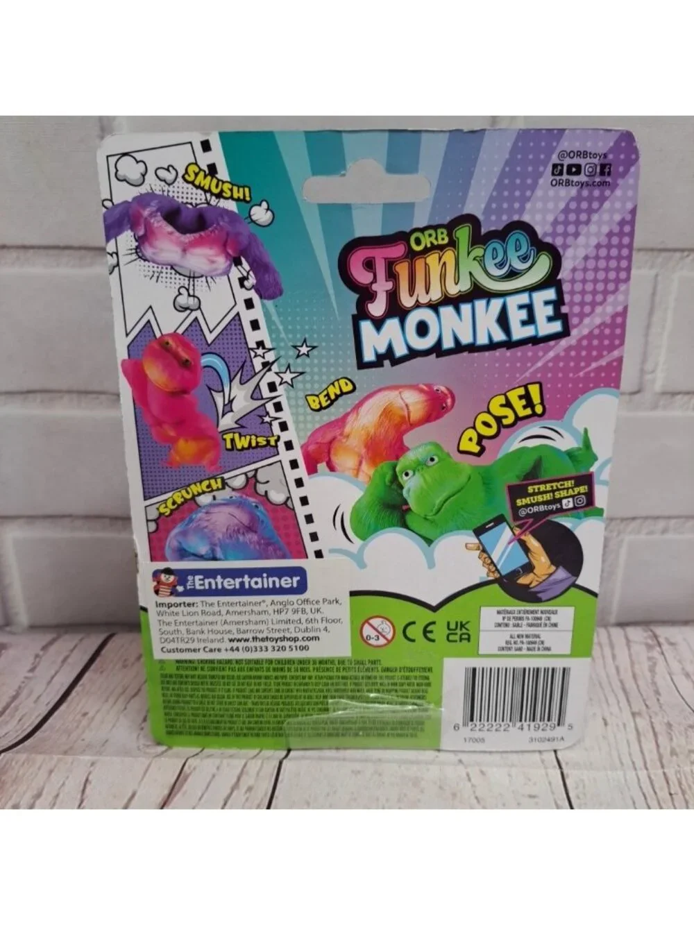 ORB Orginal Funkee Monkee Bendable Novelty Toy‎ Figure Ages 3+ New  Green Fade